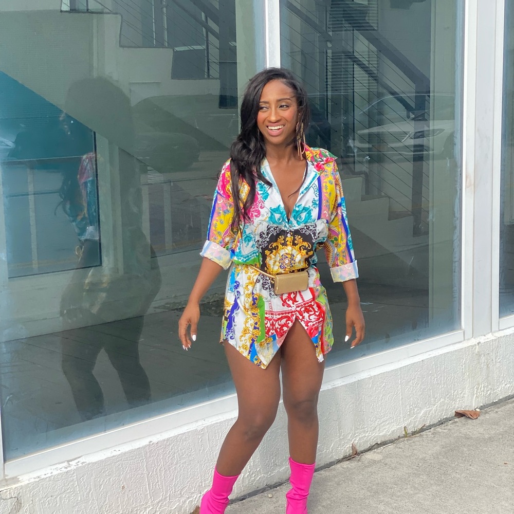 Colorful Graphic Shirt Dress